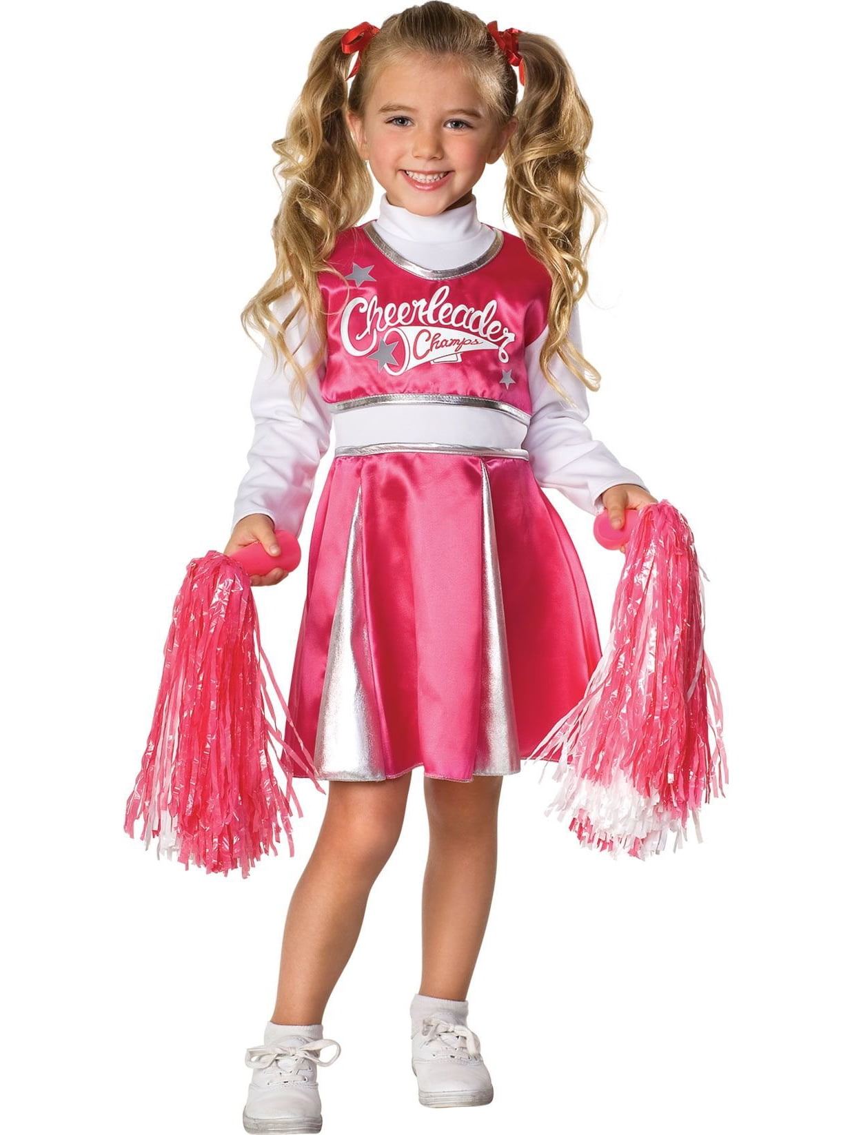 Morph Pink Cheerleader Costume with Pom Poms Girls High School Glee Outfit  Halloween Pink S 