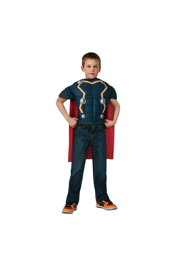 Rubie's Marvel Super Hero Thor Top Halloween Fancy-Dress Costume for Child, with Cape Big Boys One Size