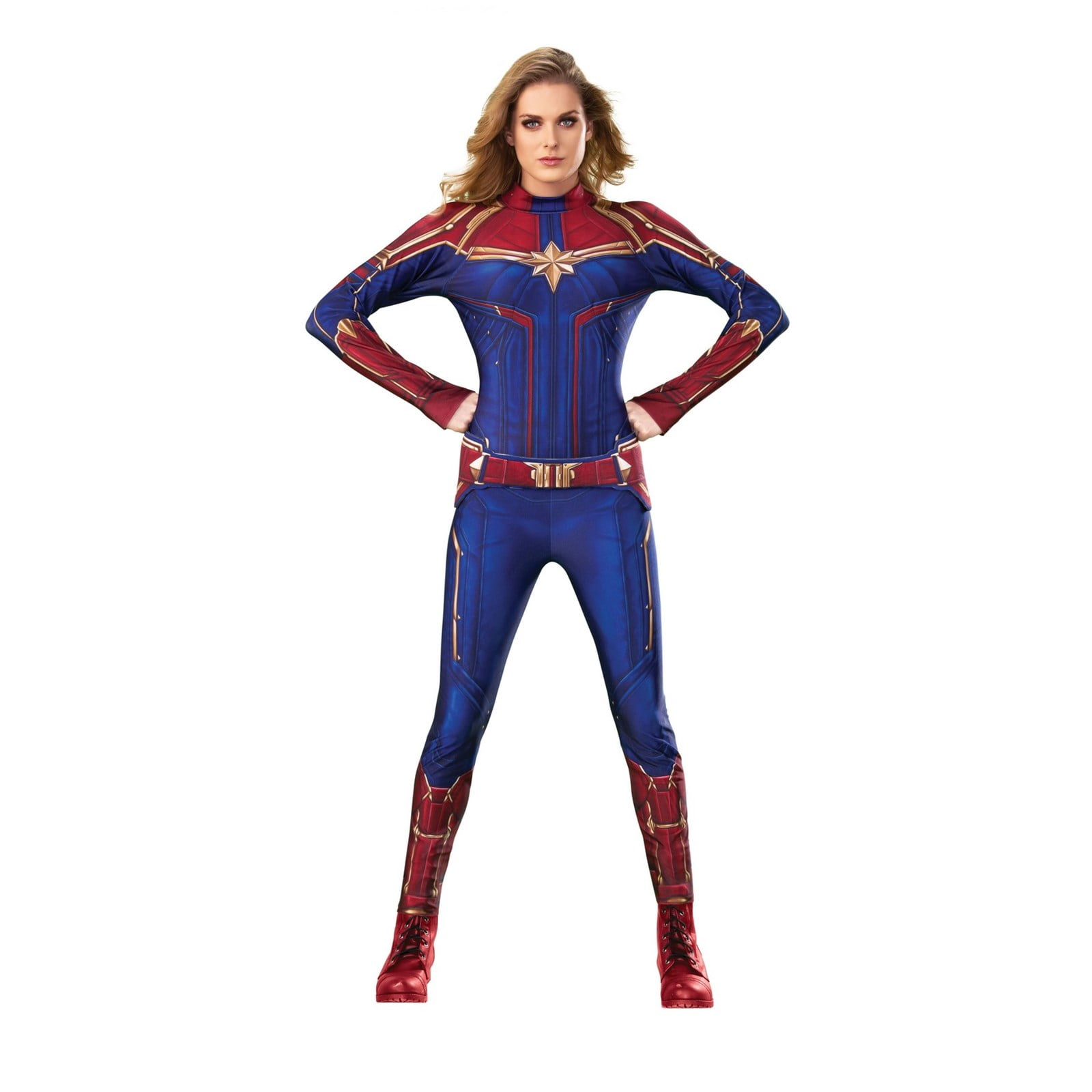 Rubie's Captain Marvel Superhero Deluxe Women's Halloween Fancy-Dress  Costume for Adult, M