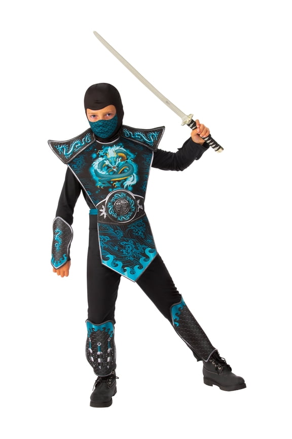 Blue Dragon Ninja Costume for Kids, Boys Medium