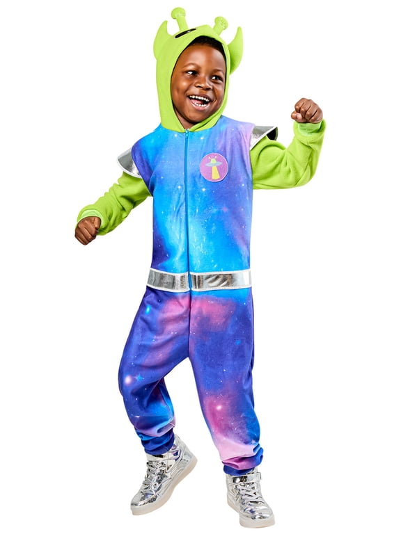 Cosmic Alien Comfy Wear Zipsters Costume for Kids, Unisex Small/Medium