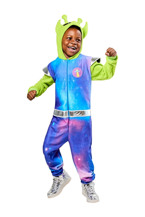 Cosmic Alien Comfy Wear Zipsters Costume for Kids, Unisex Small/Medium