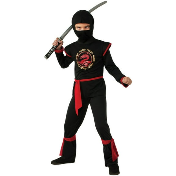 Kids Boys Red Dragon Ninja Warrior Costume Large 12-14
