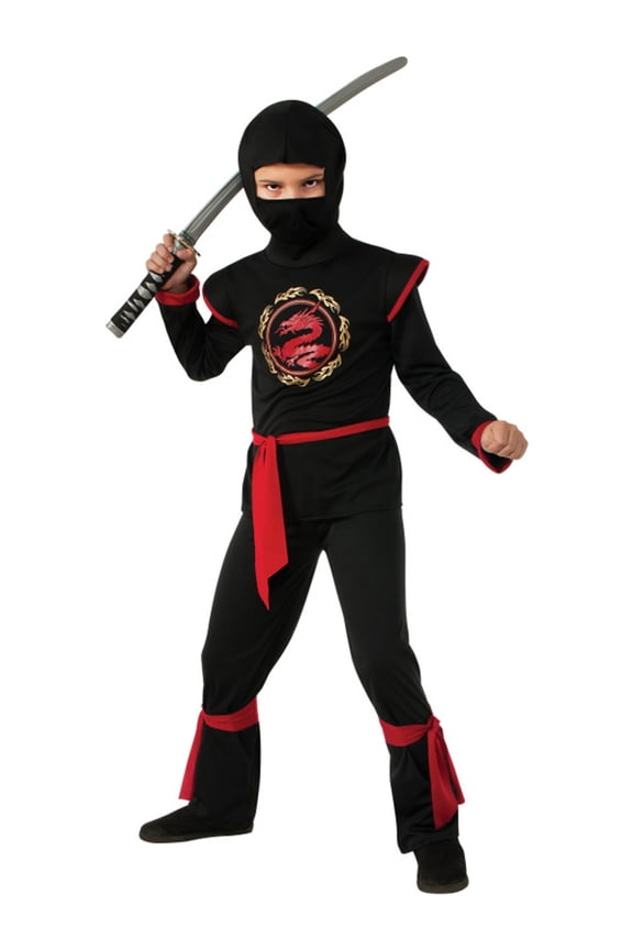 Kids Boys Red Dragon Ninja Warrior Costume Large 12-14