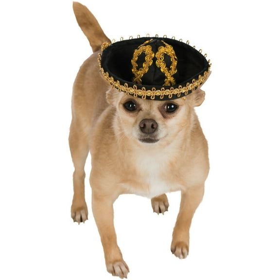 Rubies Costume Co Medium Large Black Gold Cinco De Mayo Sombrero Hat For Pet Dog
