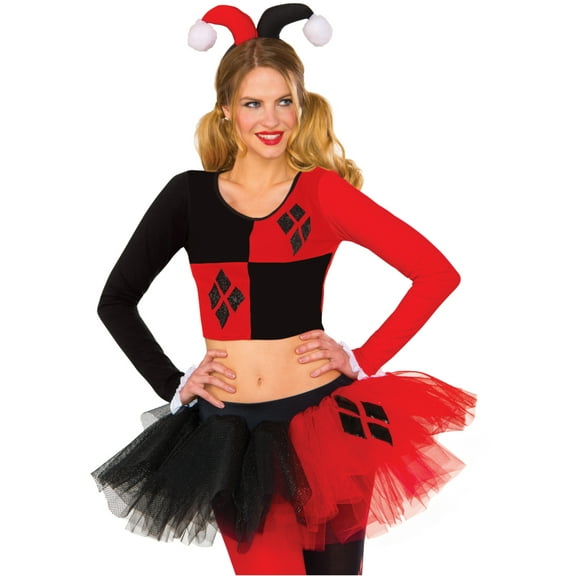Women's Classic DC Comics Harley Quinn Crop Top Shirt Costume Small-Medium (2-6)