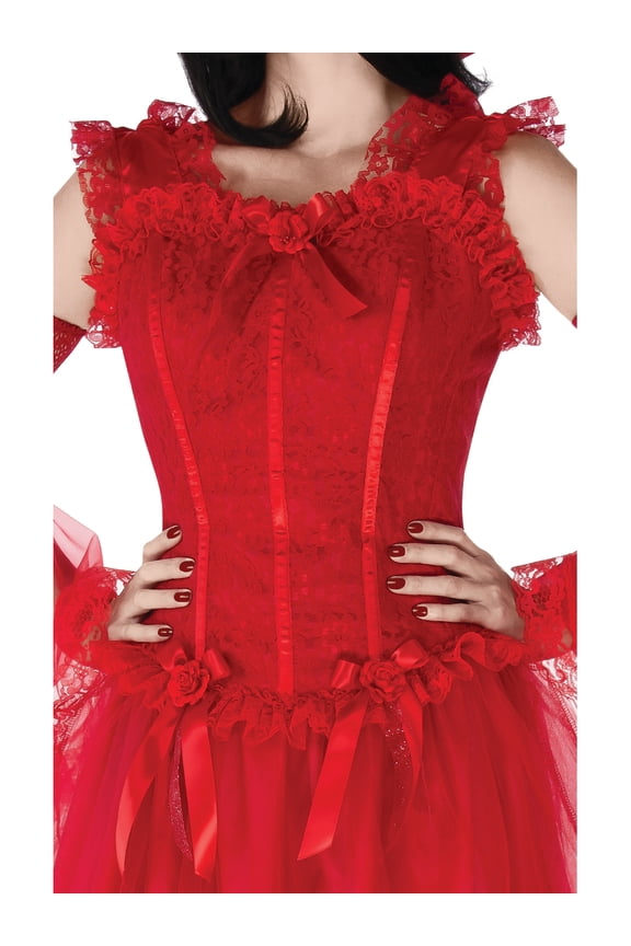 Costume Co Women's Fire And Brimstone Devilish Red Floral Victorian Corset Medium 10-14