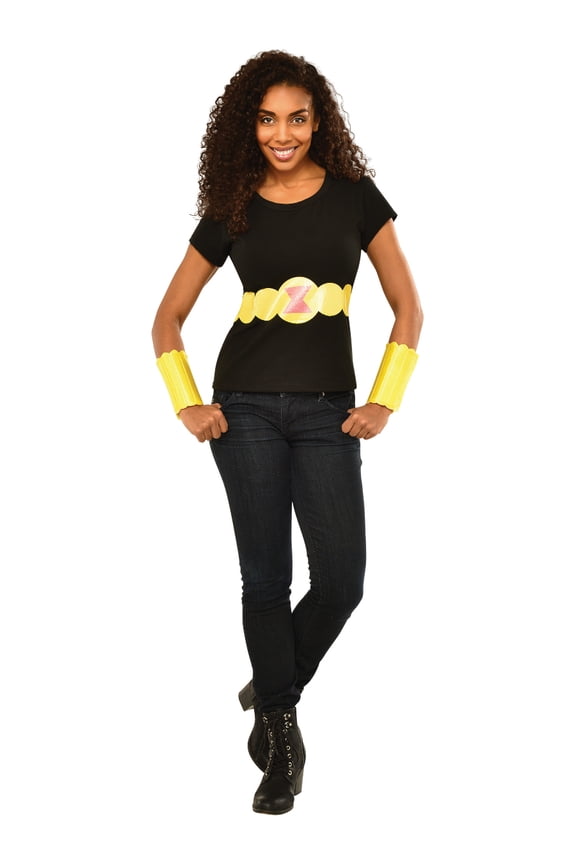 Costume Co Womens Adult Black Widow T-Shirt Belt And Arm Bands Set Costume Size Small 4-6