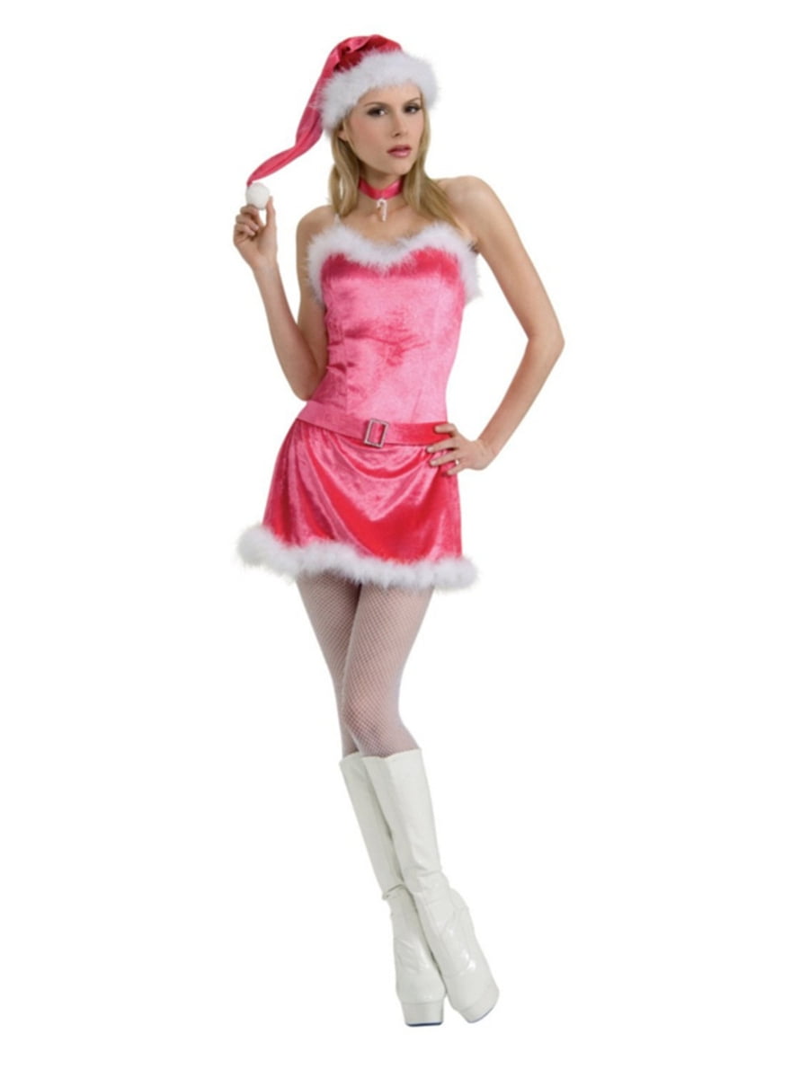 Rubies Costume Co Womens Pink White Standard Flirty Miss Santa Claus Costume