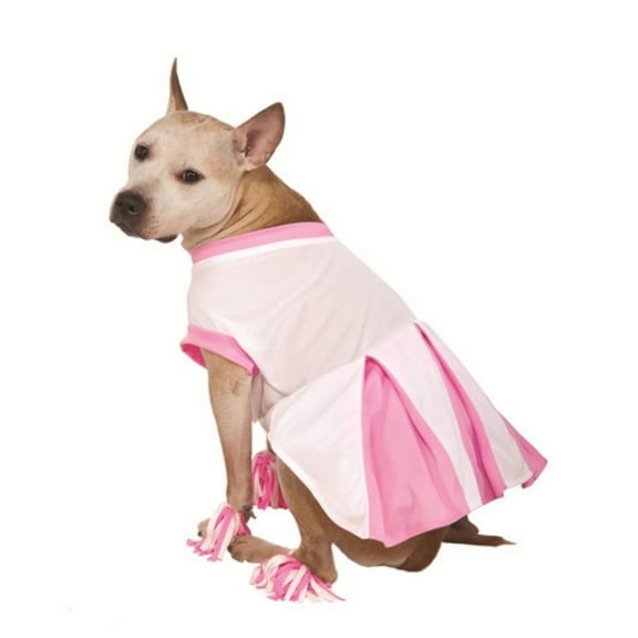 Rubies Dog Cheerleader Costume Pink Cheer Leader Pet Outfit Pom Pom Anklets S
