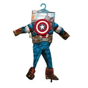 Rubies Marvel Boy's Captain America Jumpsuit, Shield & Mask Halloween Costume (Toddler Captain America, 3T-4T)
