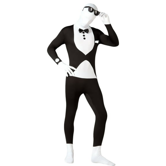 Rubies Mens Black Tuxedo Full Body Stretch Jumpsuit Costume Jumper Bodysuit L
