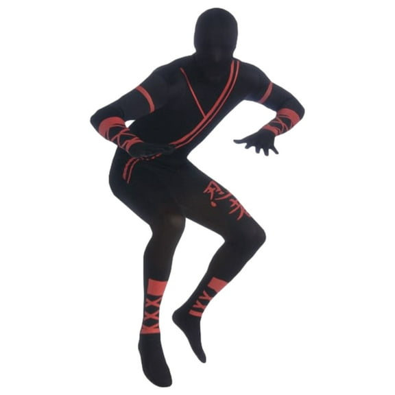 Rubies Mens Ninja Costume Full Body Stretch Jumpsuit With Attached Hood Large