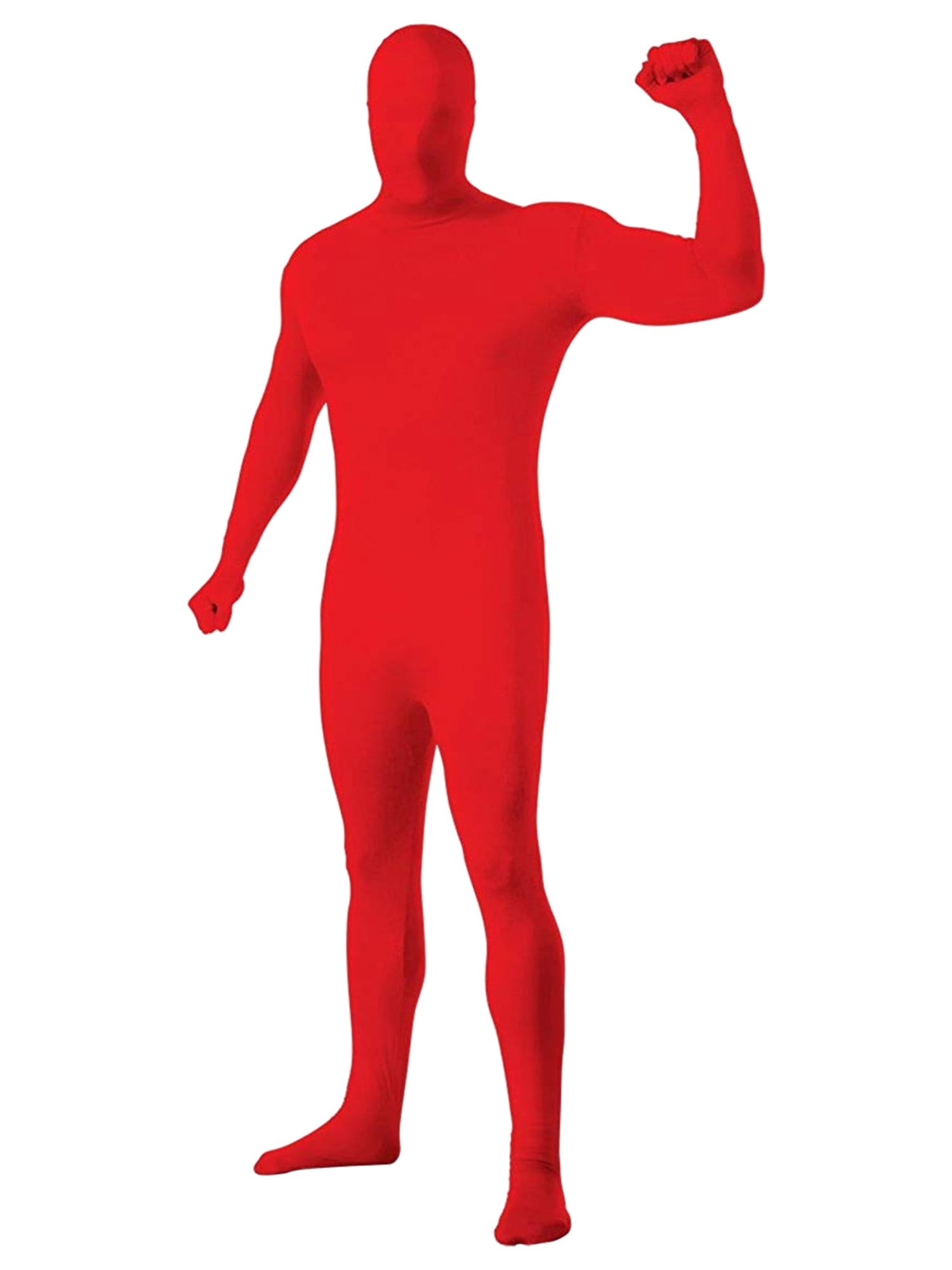 Rubies Mens Red Hooded Full Body Stretch Jumpsuit Costume Jumper