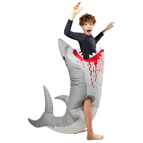 Rubies Shark Attack Ride-On Inflatable Costume for Kids, Unisex One Size