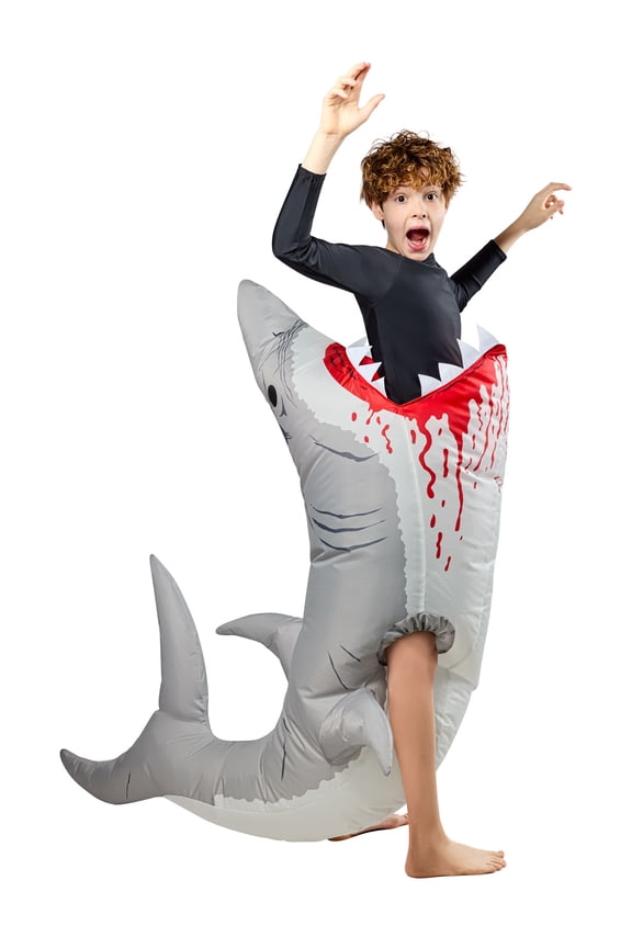 Shark Attack Ride-On Inflatable Costume for Kids, Unisex One Size