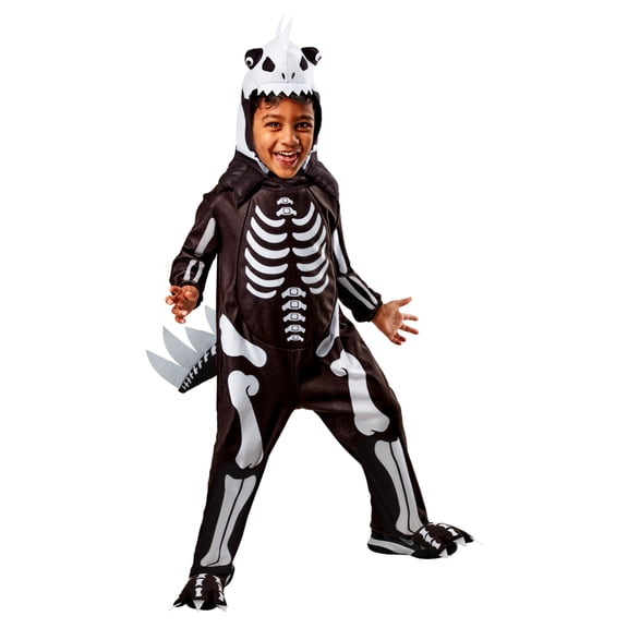 Rubies Skelesaurus Rex Glow in the Dark Costume with Sound for Toddlers, Unisex 4T