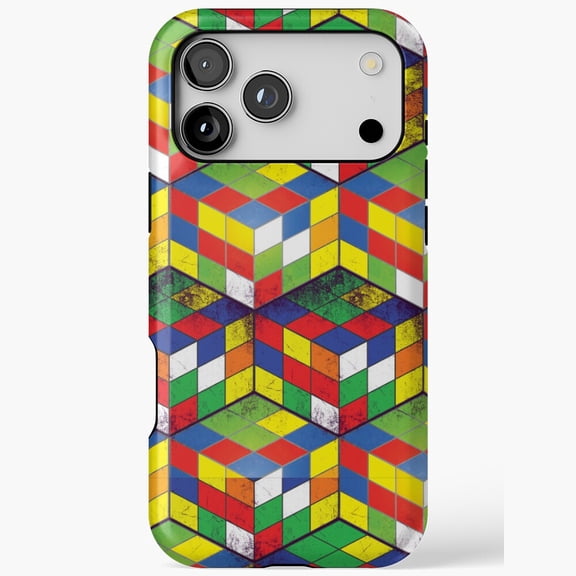Rubik Cube Abstract Pattern Phone Case for iPhone 11 12 13 14 15 16 17 Pro Max