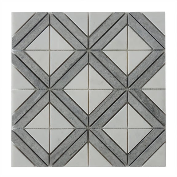 Rubik Cube Pattern 12-in x 12-in Marble Mosaic Floor and Wall Tile(1-sq. ft/ Piece)