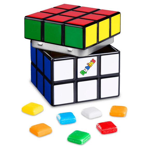 Rubik's Cube Candy Tin- Crunchy candy squares in a Rubik's Cube tin.