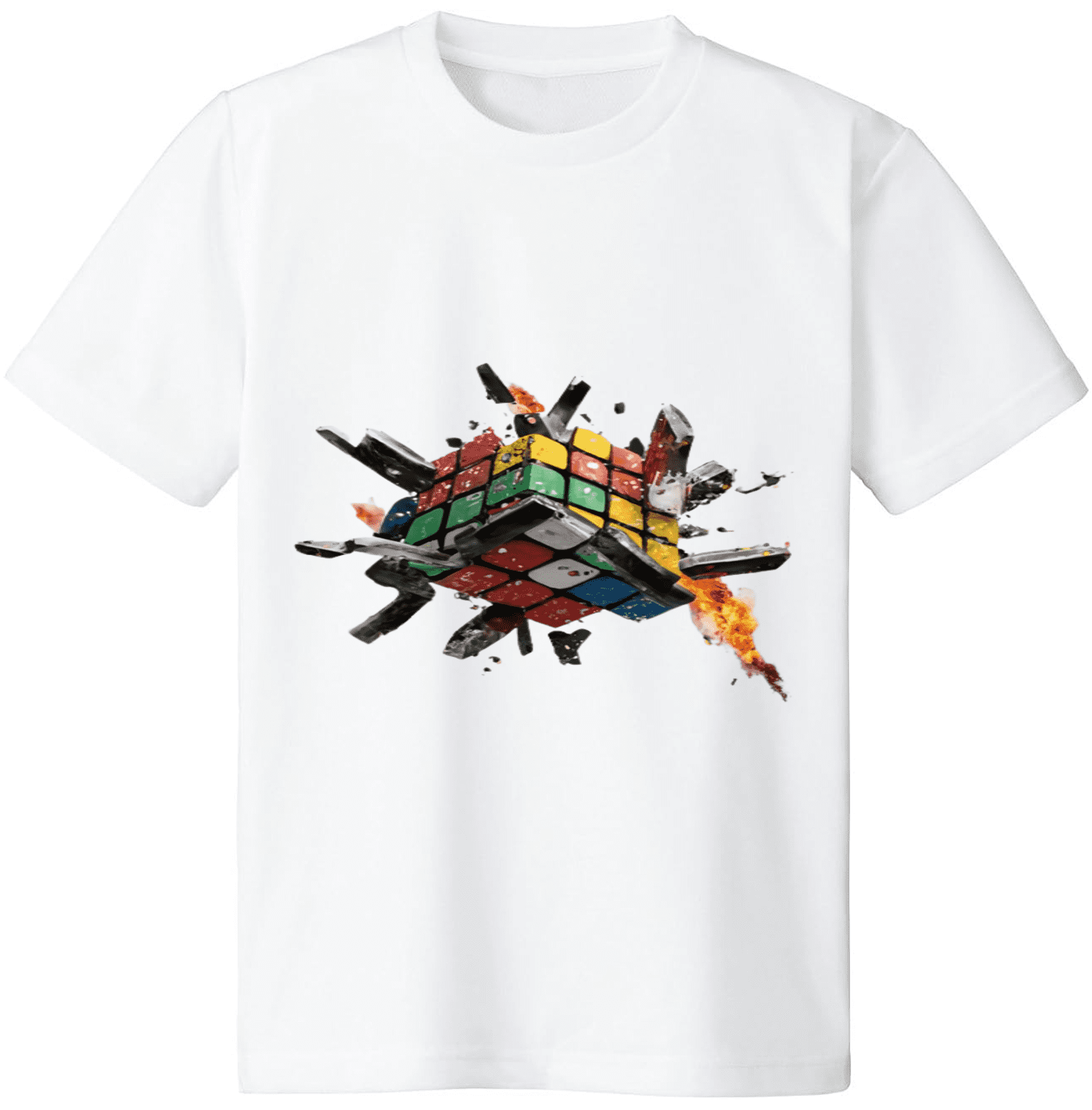 Rubik's Cube Explosion Printed Tshirt 3508151_white