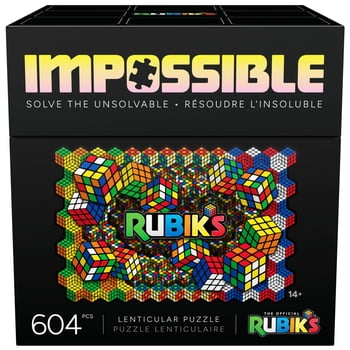 Rubik’s Cube, Rubik’s Impossible Puzzle, 500-Piece Lenticular Puzzle, Ages 12+