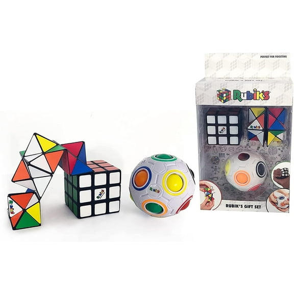 Rubiks 3 Piece Gift Set | Rainbow Ball | Squishy Cube | Magic Star