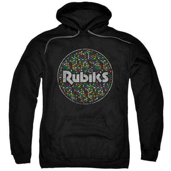 Rubiks Cube Circle Pattern Adult Pullover Hoodie Sweatshirt Black