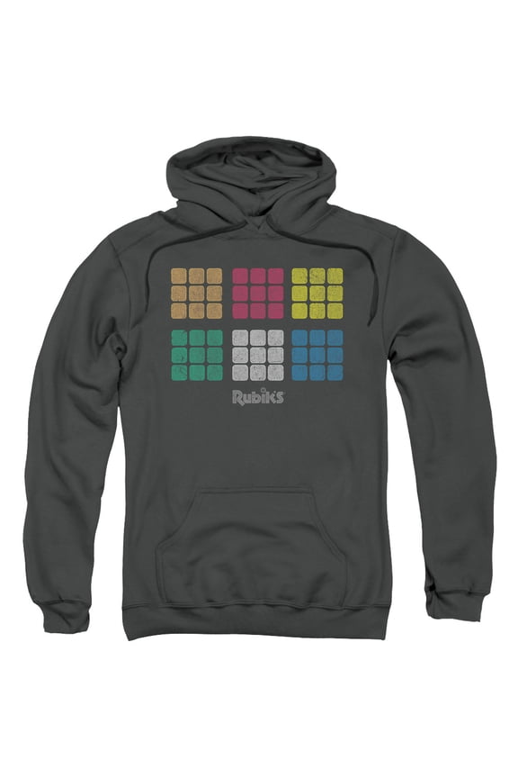 Rubiks Cube Minimal Squares Adult Pullover Hoodie Sweatshirt Charcoal