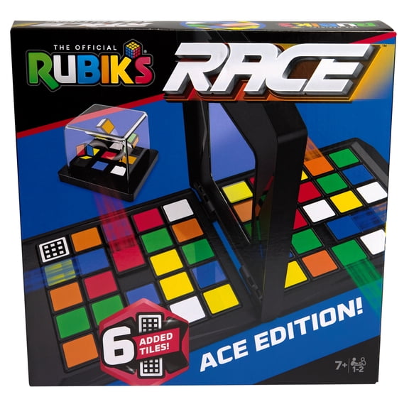 Rubiks Cube, Rubik's Race, Ace Edition, Classic Fast-Paced Puzzle Strategy Sequence Board Game, Problem-Solving Brain Teaser, Color-Matching Game, 2 Players, for Adults, Teens, Kids Ages 7 & Up