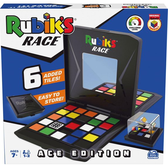Rubiks Race, Ace Edition Classic Fast-Paced Puzzle Strategy Sequence Two Player Board Game for Kids & Adults Ages 8+ Exclusive