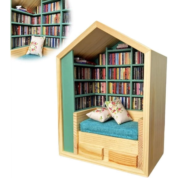 Rubinzhi Anxiety Bookshelf Mini BooksMiniature Library Bookcase For Stress Relief And Fun Decor
