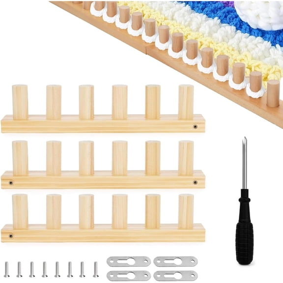 Rubinzhi Chunky Blanket Loom Wooden Finger Knitting Kit for Large Yarn Diy Weaving Crochet Strips