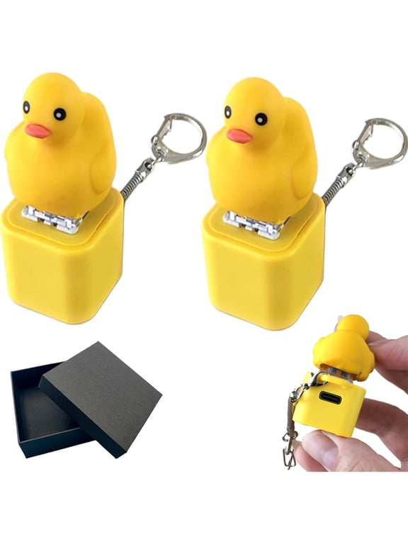 Duck Quacking Keychain Sound Button Stress Relief Toy Fun Rechargeable Animal Sounds & Light for Anxiety 2pcs