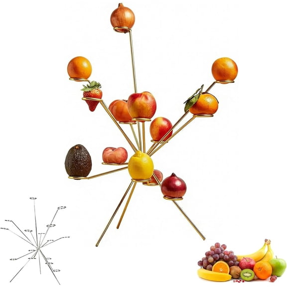 Rubinzhi Exploded Fruit Bowl, Silver Fireworks On The Dinner Table Decor, Kitchen Centerpiece for Table, Gold