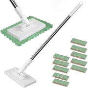 Rubinzhi Snap Grip Mini Mop Zero Touch for Floor Cleaning Dry and Wet Use Retractable with 10 Reusable Cloths