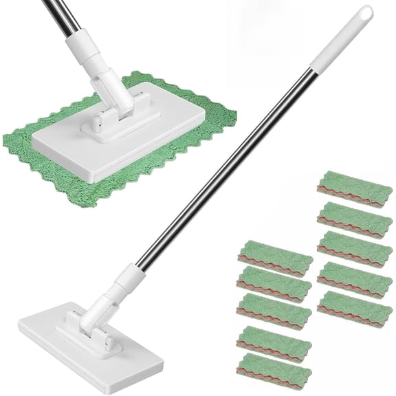 Rubinzhi Snap Grip Mini Mop Zero Touch for Floor Cleaning Dry and Wet Use Retractable with 10 Reusable Cloths