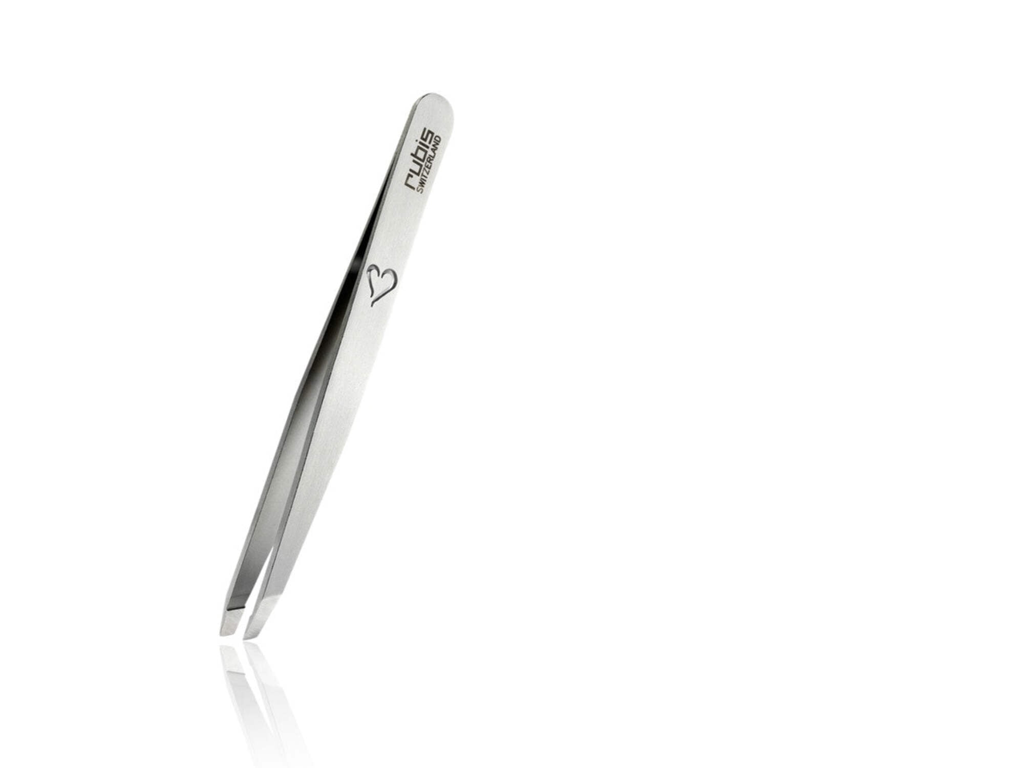 Rubis Switzerland Swiss Tweezers Stainless Steel with a Heart Slanted Tip 3-3/4" #18805