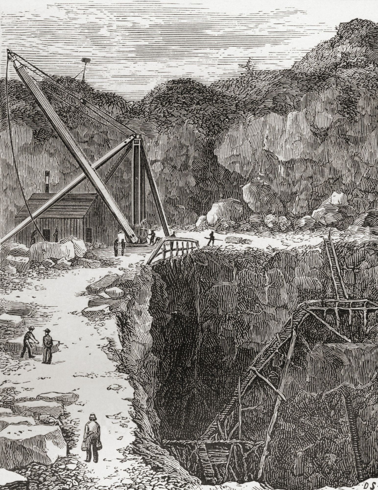 The Rubislaw Granite Quarry Aberdeen Scotland In The Late 19Th Century From Our Own Country Published 1898 Canvas Art - Ken Welsh Design Pics (12 x 16)