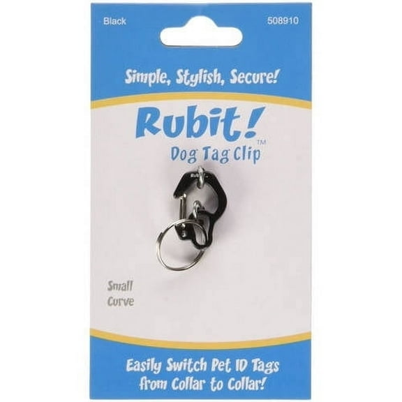 Rubit! Curve Shaped Dog Tag Clip Black Small