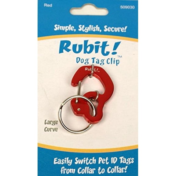 Rubit! Curve Shaped Dog Tag Clip Red Large