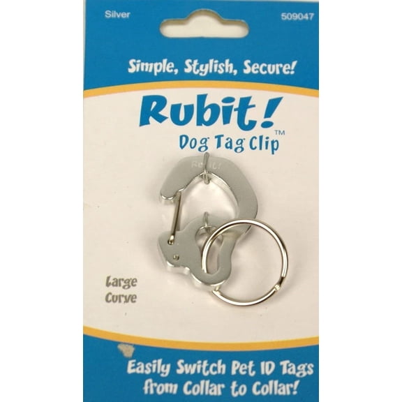 Rubit! Curve Shaped Dog Tag Clip Silver Large