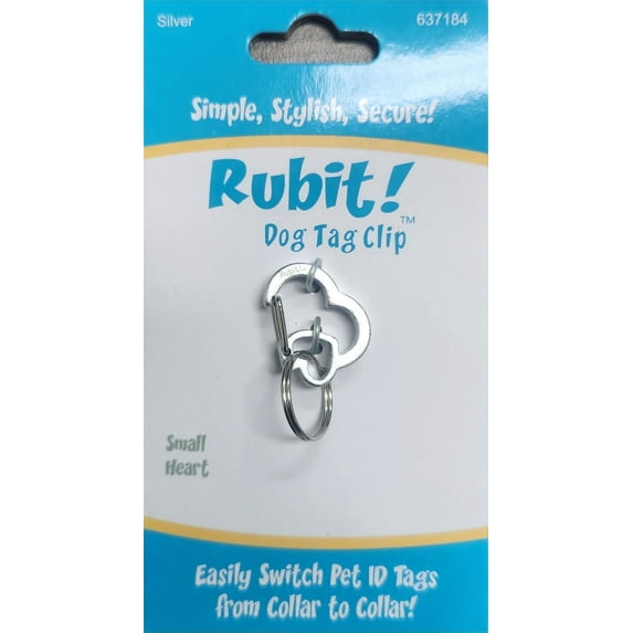 Rubit! Heart Shaped Dog Tag Clip Silver Small