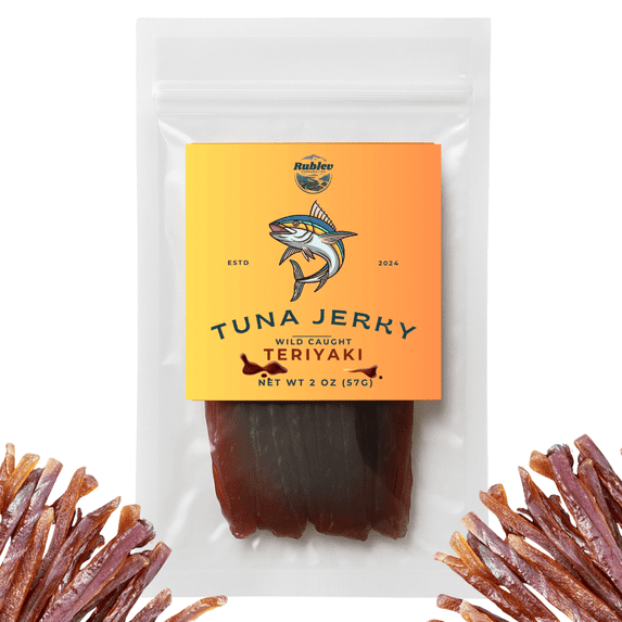 Rublev Corp Teriyaki Wild-Caught Tuna Jerky Snack - High-Protein and Natural Dry Fish