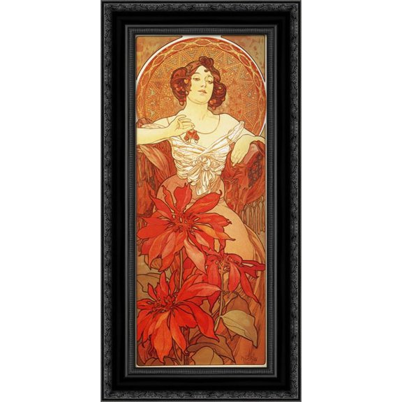 Ruby 16x24 Black Ornate Wood Framed Canvas Art by Mucha, Alphonse