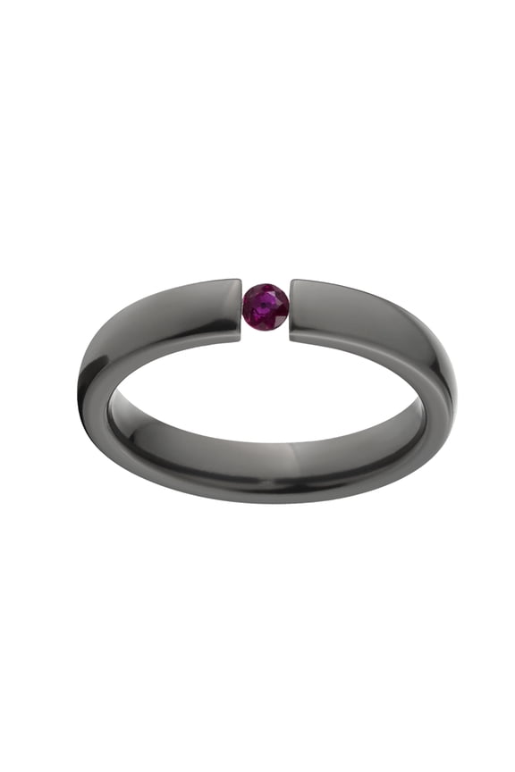 Ruby 4mm Black Zirconium Tension Set Ring