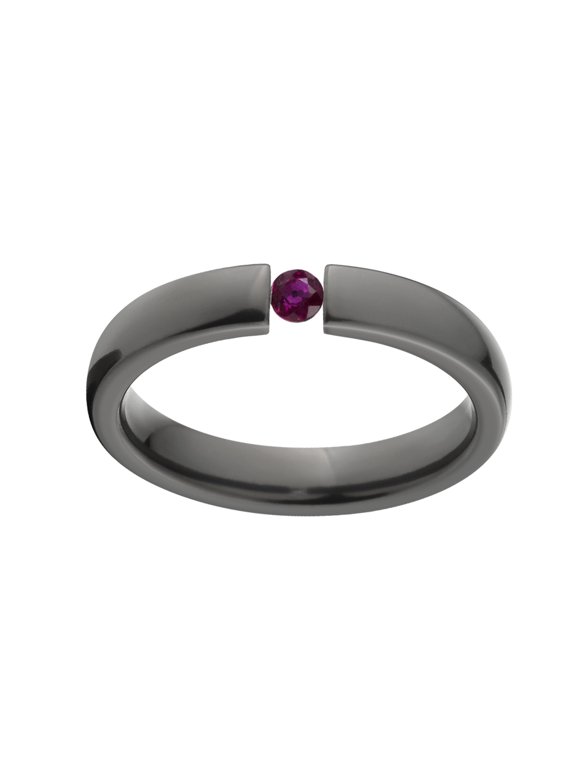 Ruby 4mm Black Zirconium Tension Set Ring