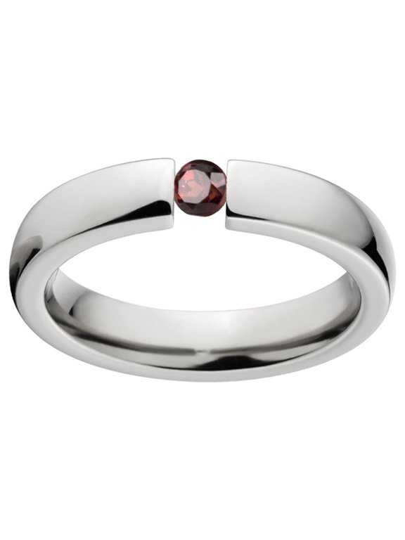Ruby 4mm Stainless Steel Tension Set Ring
