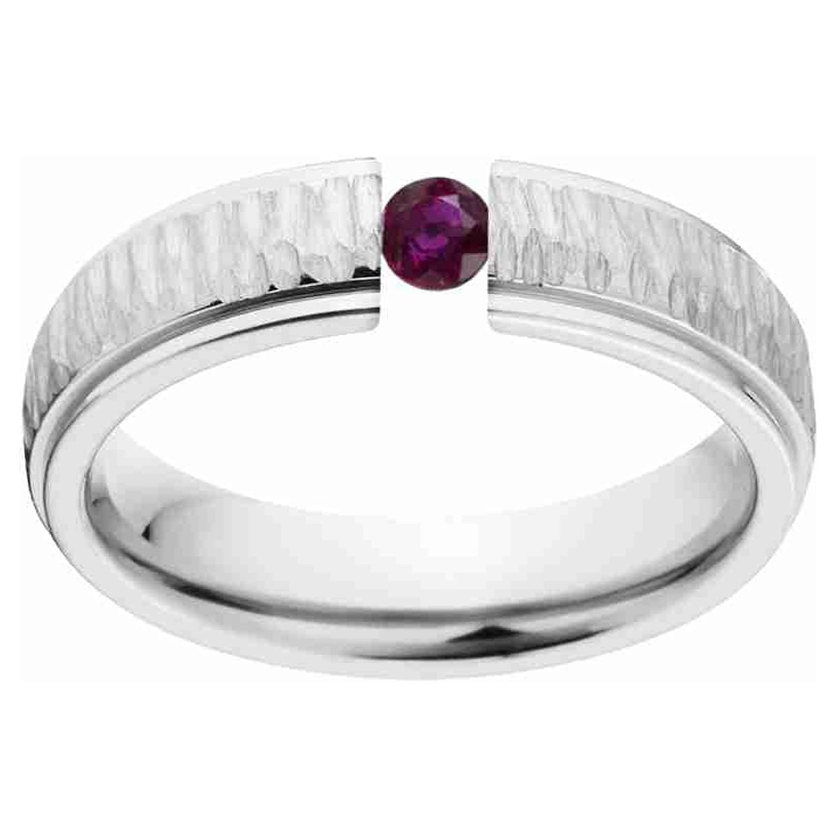 Ruby 5mm Stainless Steel Custom Tension Set Ring
