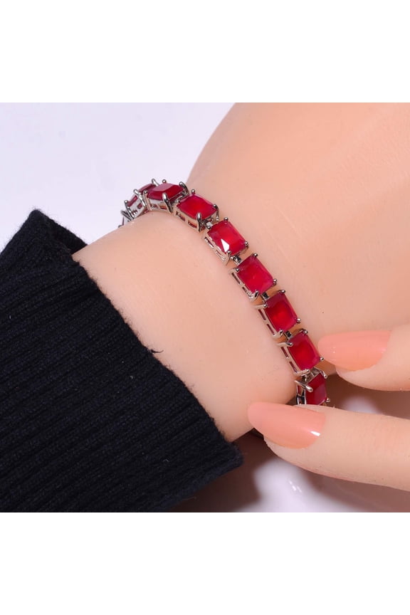 Ruby - 925 Sterling Silver Tennis Bracelet 7.99" B_9734_685_34, New Year Sale, Valentin's Day Gift
